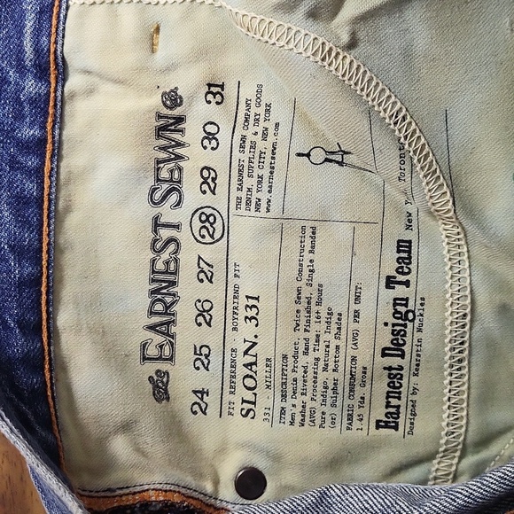 Earnest Sewn Women's Jeans Size 24, 26, 29 Sloan Boyfriend Fit  Straight Cut - Picture 6 of 7